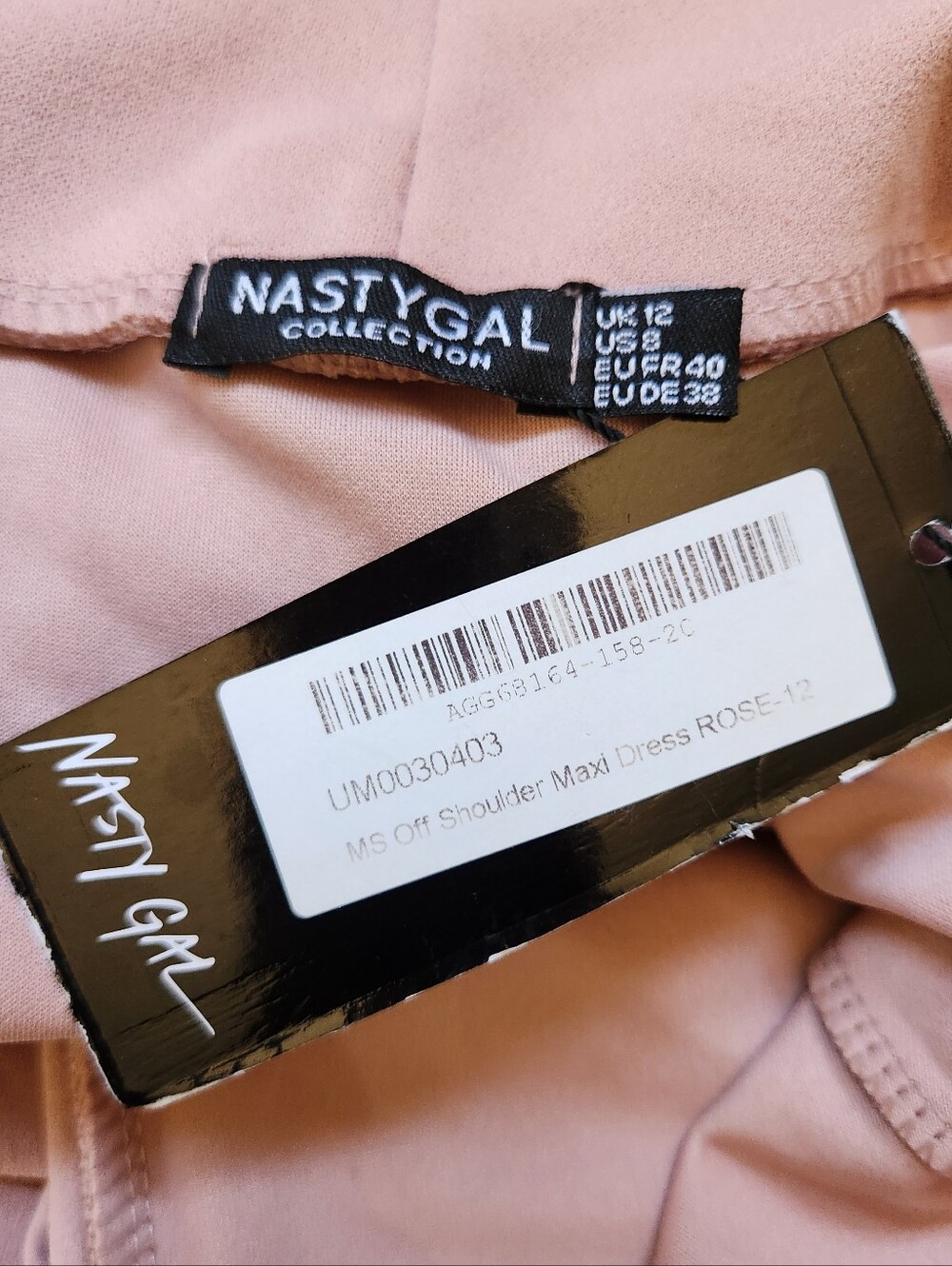 NASTY GAL Rose Off The Shoulder High Slit Midi Dress - Size 8 - Picture 14 of 16